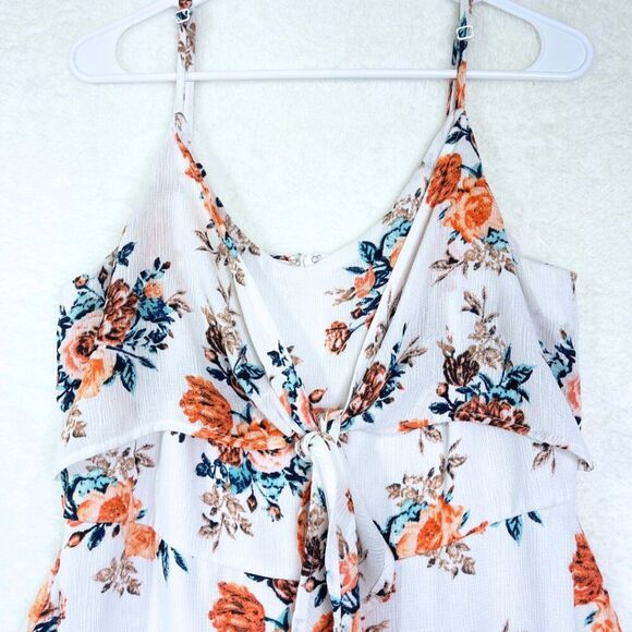 Women's Floral Spaghetti Strap White Mini Dress Size Large. - Picture 3 of 13